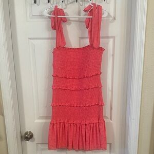 Pink Lily Coral Smocked Dress